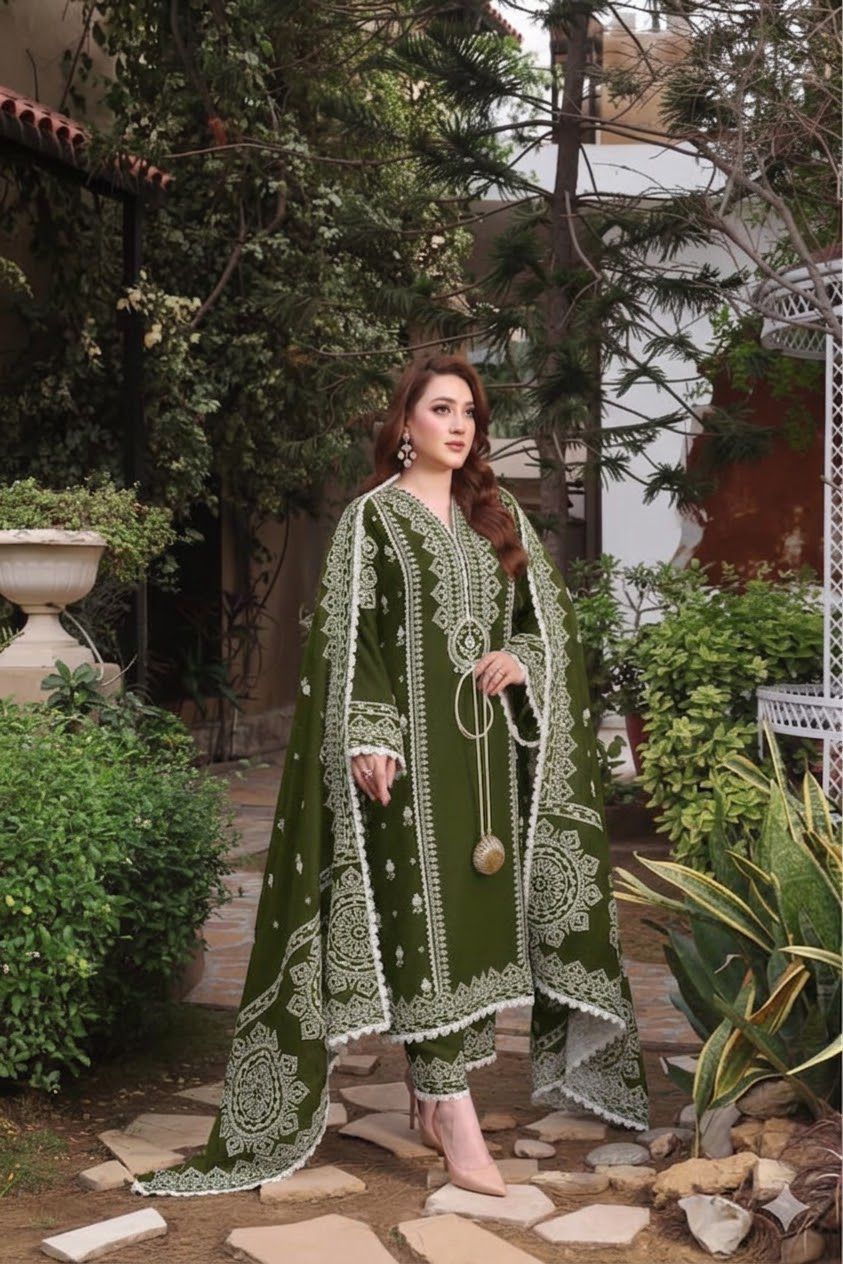 ANEELAS 3PC DHANAK EMBROIDERY SC 22