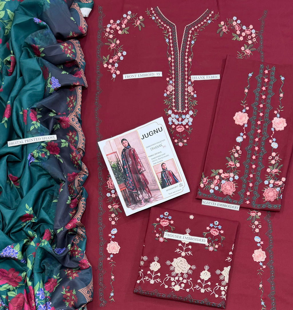 JUGNU 3PC DHANAK PREMIUM EMBROIDERY SC 26