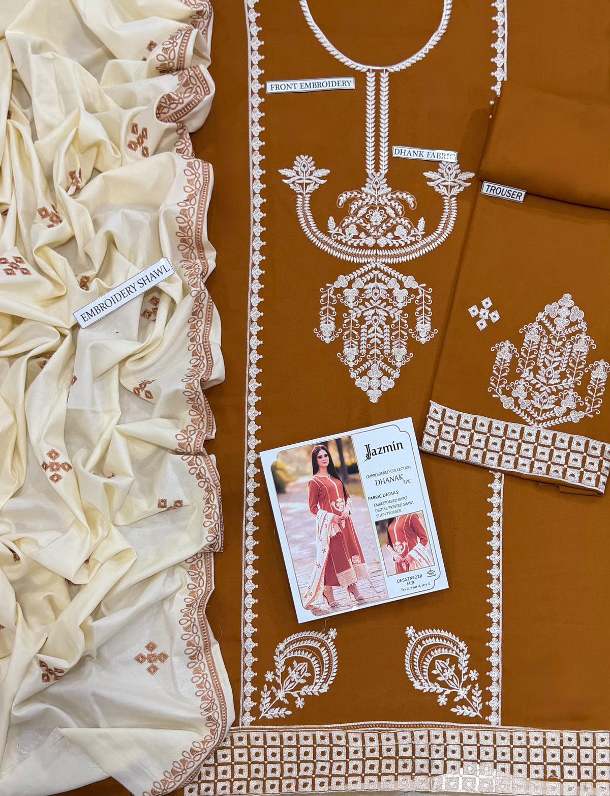 JAZMIN 3PC DHANAK EMBROIDERY SC 17