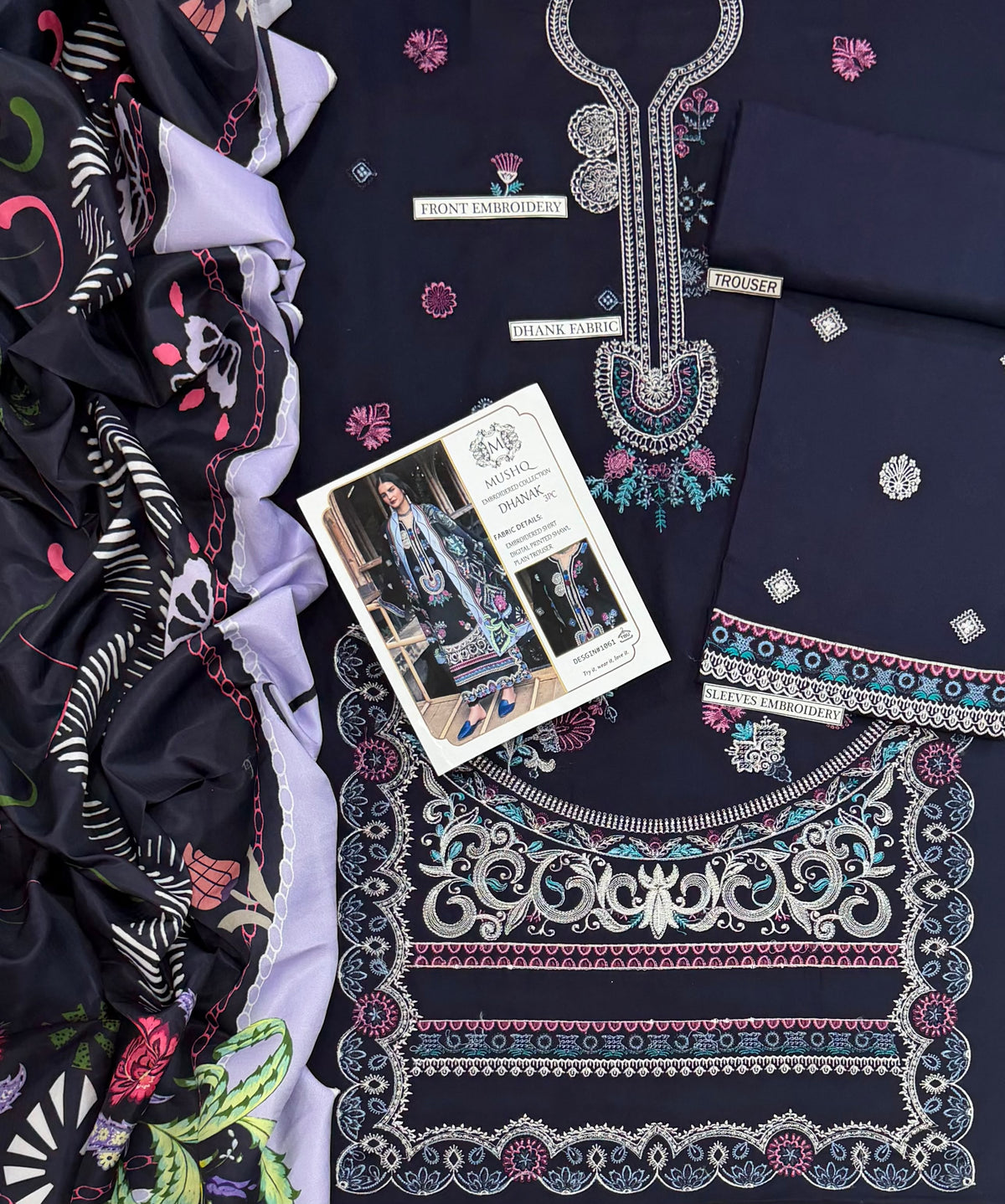 MUSHQ 3PC DHANAK PREMIUM EMBROIDERY SC 27