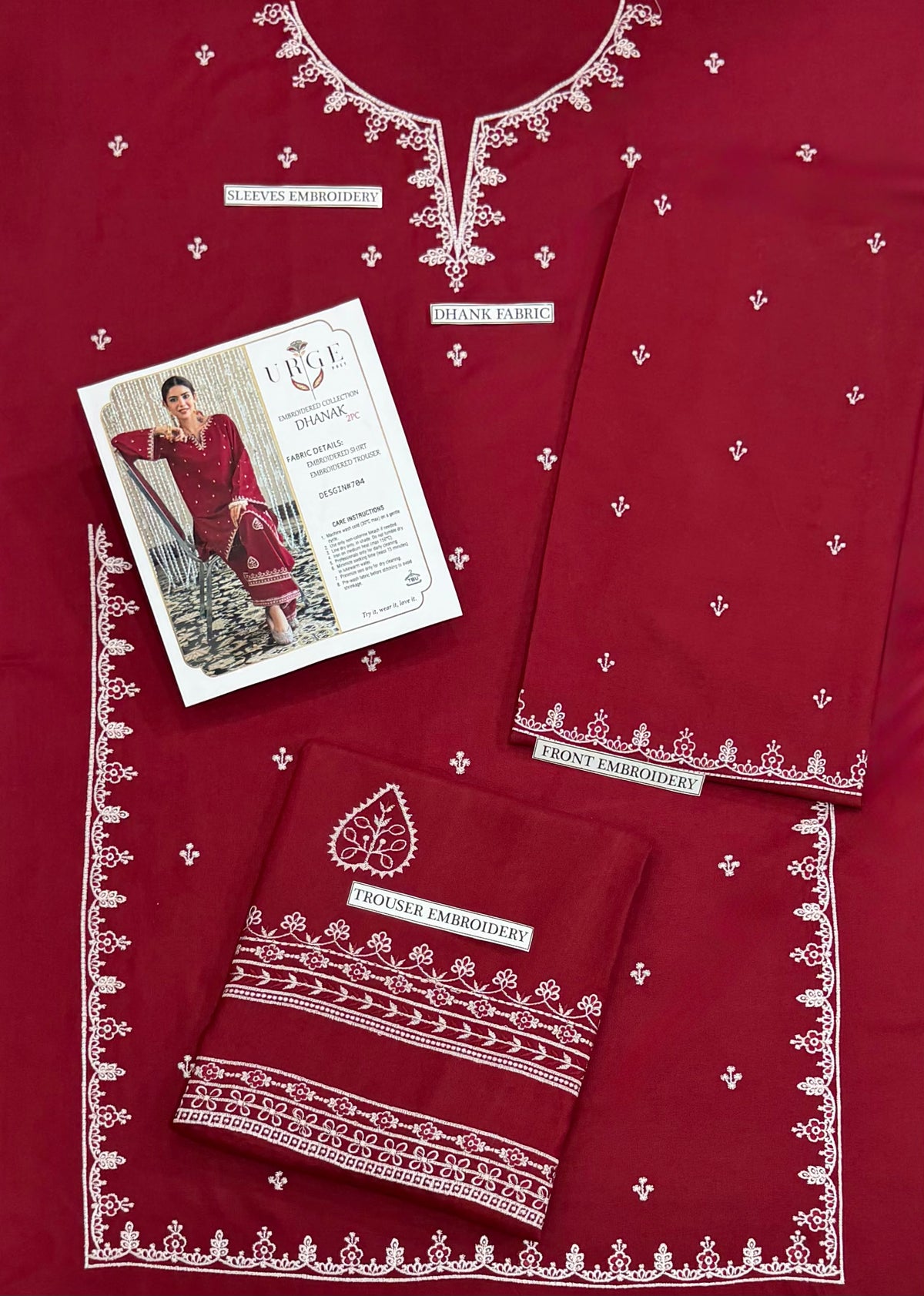 URGE 2PC DHANAK EMBROIDERY SC 10