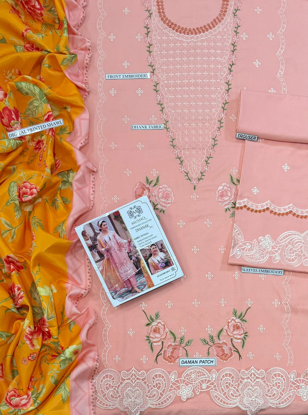 MUSHQ 3PC DHANAK EMBROIDERY SC36