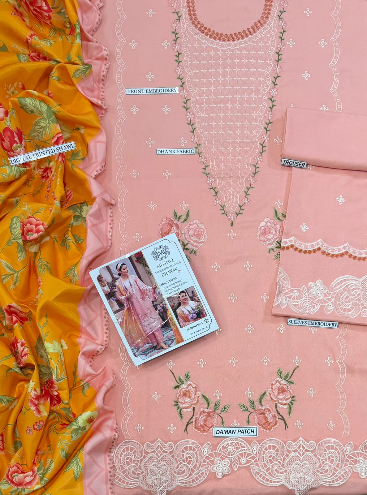 MUSHQ 3PC DHANAK EMBROIDERY SC36