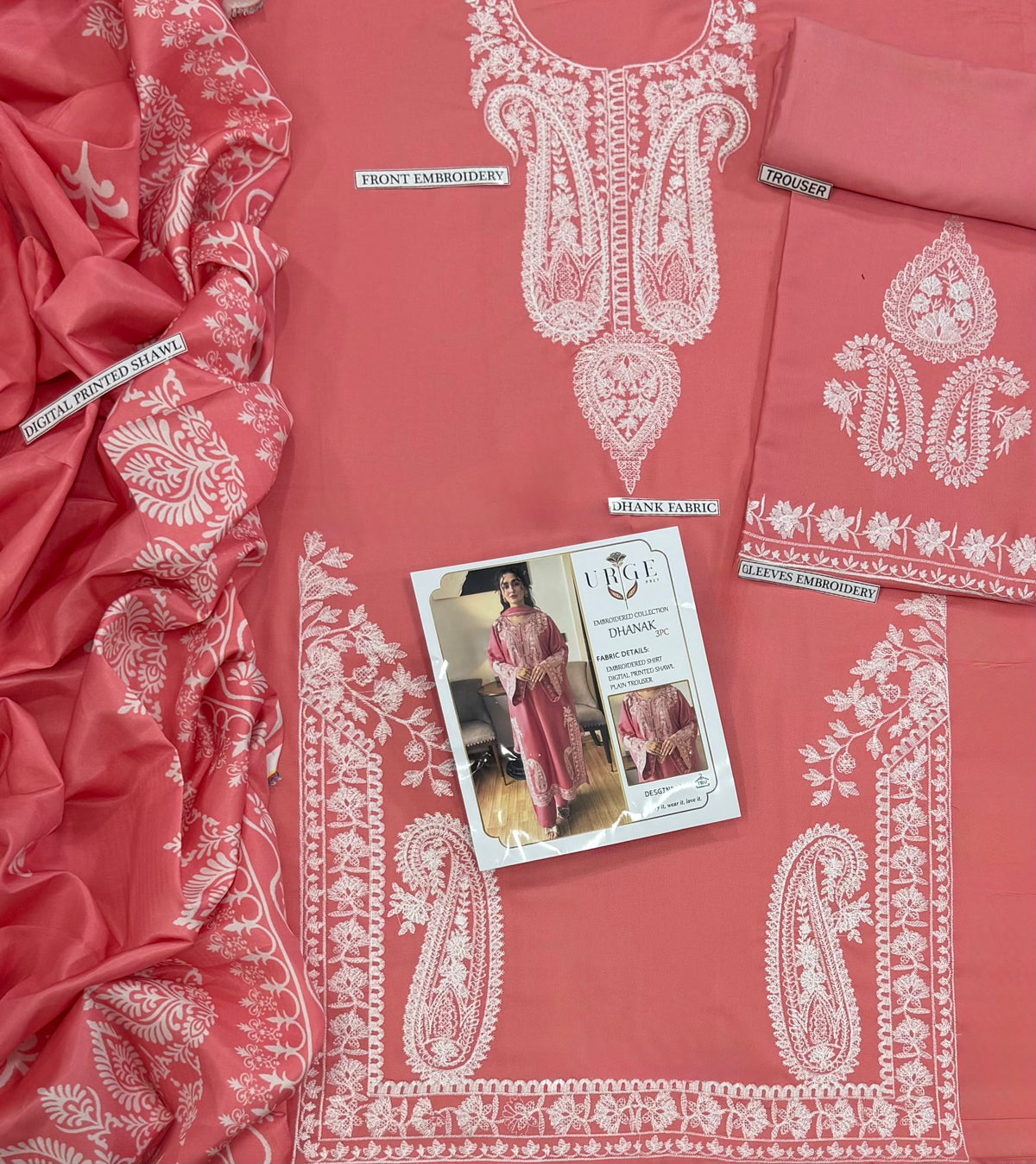 URGE 3PC DHANAK EMBROIDERY SC 16