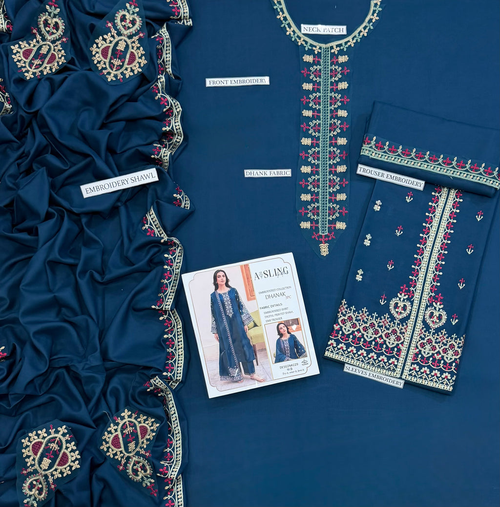 AISLING 3PC DHANAK EMBROIDERY SC 18