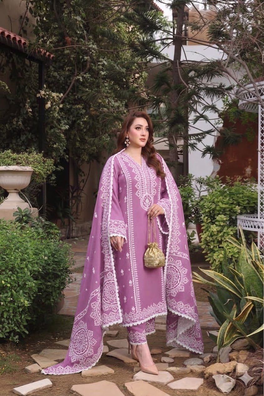 ANEELAS 3PC DHANAK EMBROIDERY SC 23
