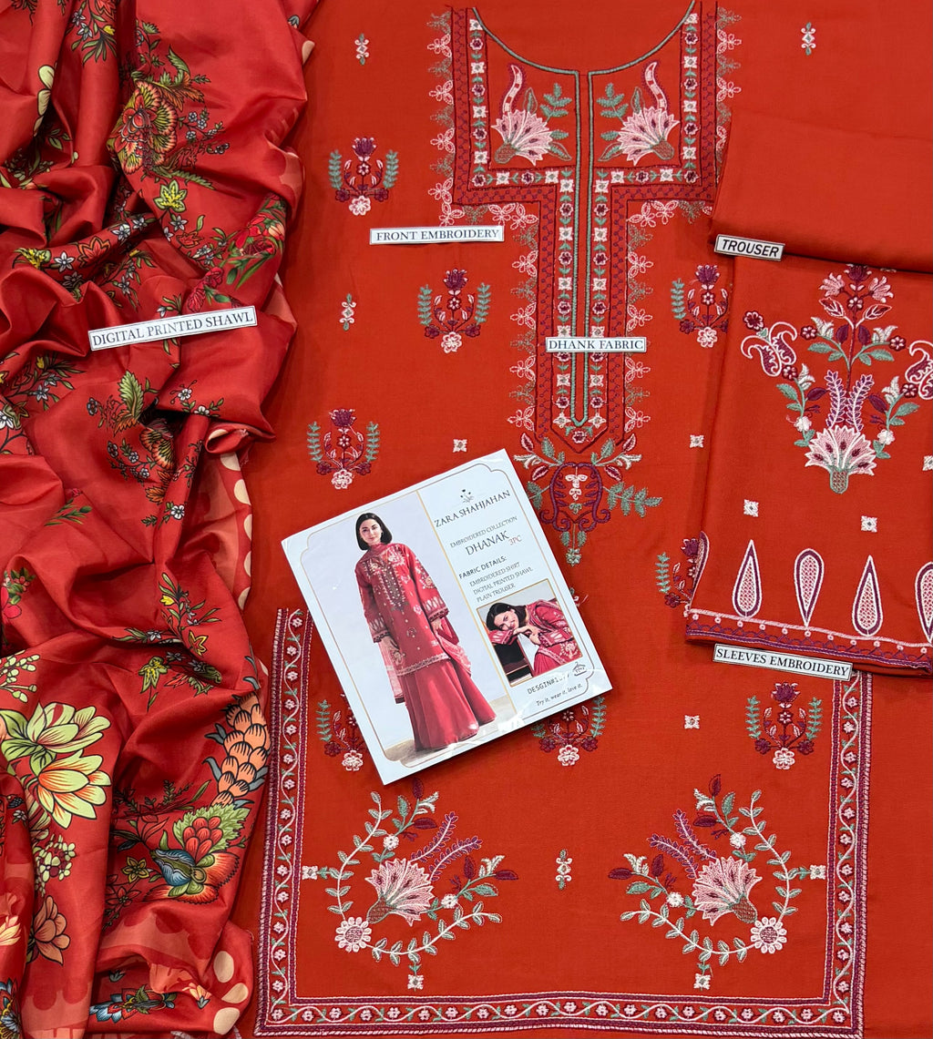 ZARA SHAHJAHAN 3PC DHANAK EMBROIDERY SC 37