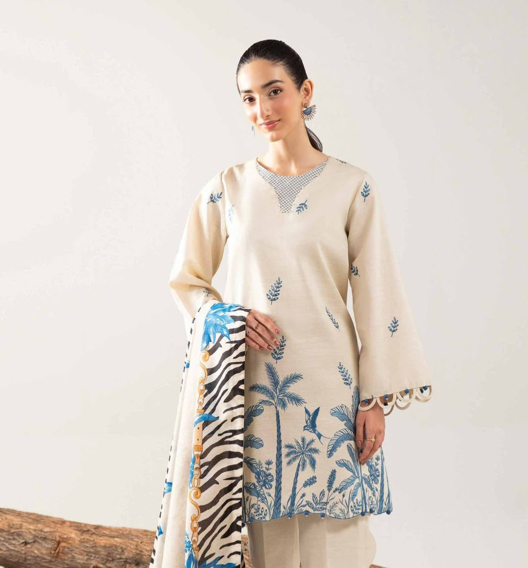 NISHAT 3PC DHANAK EMBROIDERY SC 32