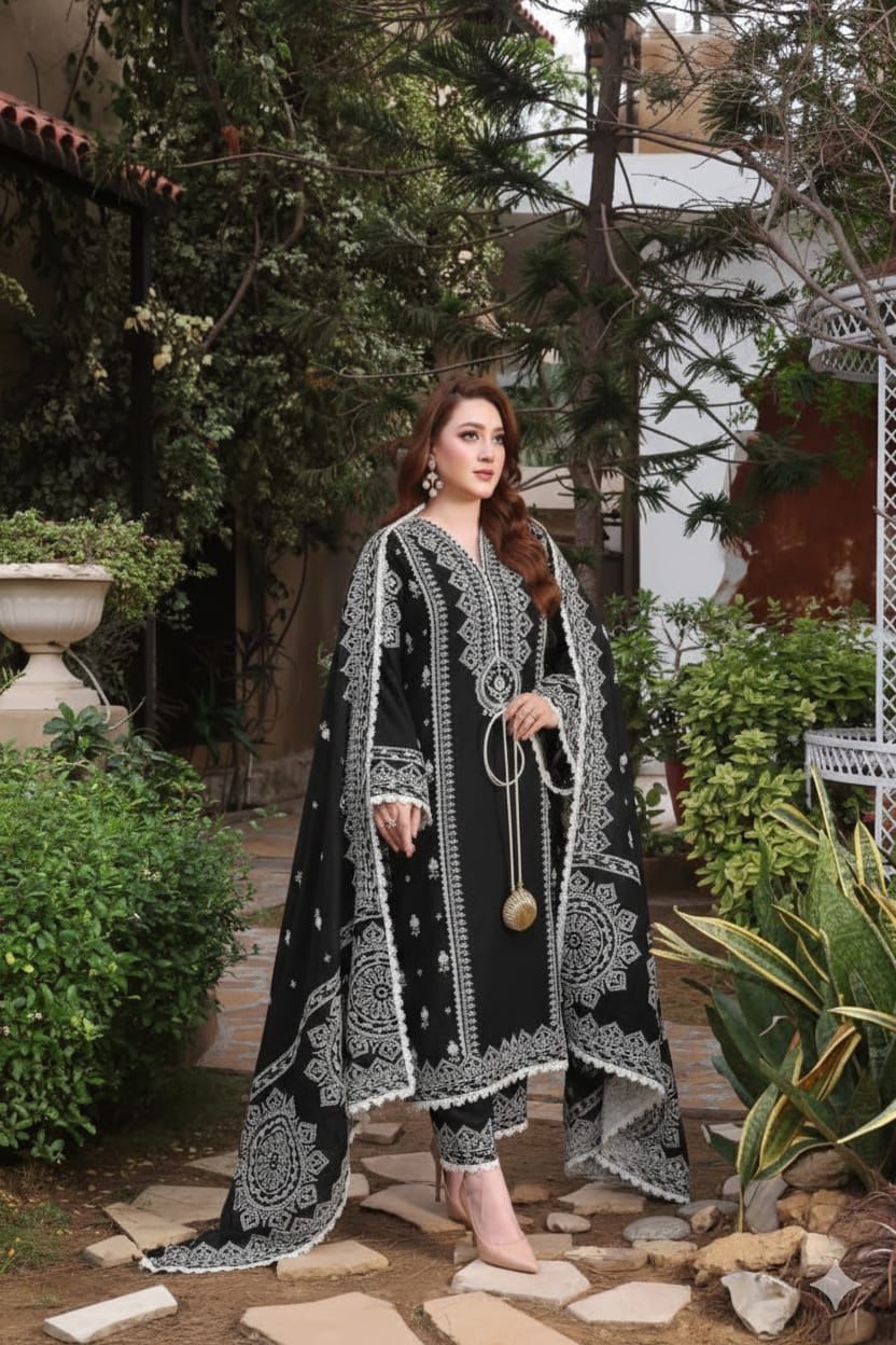 ANEELAS 3PC DHANAK EMBROIDERY SC 24