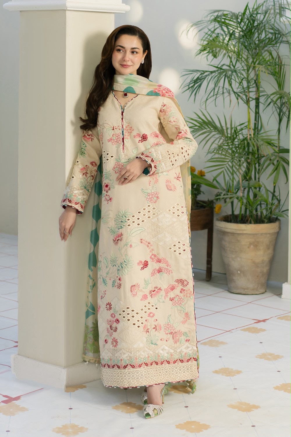 MARIYAM N MARIA 3PC DHANAK PREMIUM EMBROIDERY SC 25